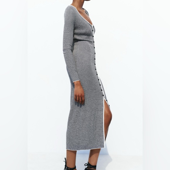 NWT ZARA LONG STRIPED KNIT DRESS - Picture 4 of 8